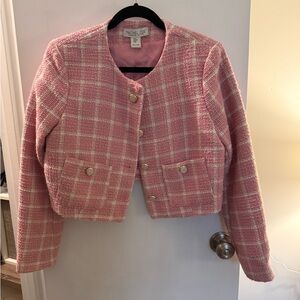 Rachel Zoe Women's Pink Plaid Tweed Jacket